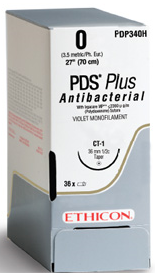 Absorbable Antibacterial Suture with Needle PDS Plus™ Polydioxanone with Irgacare MP SH 1/2 Circle Taper Point Needle Size 3-0 Monofilament