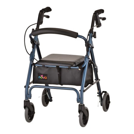 4 Wheel Rollator GetGO Petite Blue Adjustable Height / Folding Aluminum Frame