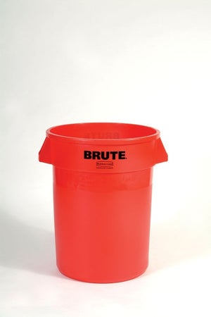 Trash Can Rubbermaid® Brute® 128 Quart / 32 gal. Red Plastic Round