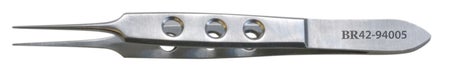 Iris Forceps BR Surgical Bishop-Harmon 3-1/2 Inch Length OR / Surgical Grade German Stainless Steel NonSterile NonLocking Thumb Handle Straight Serrated Tips