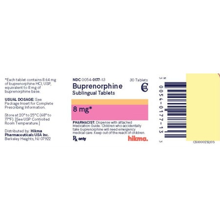 Buprenorphine HCl 8 mg Tablet 30 Tablets