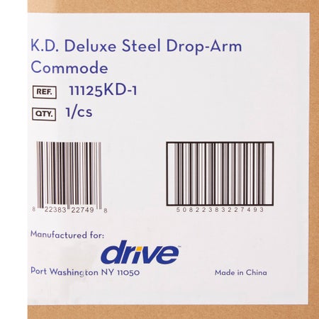 Commode Chair drive™ Drop Arms Steel Frame Back Bar 13-3/4 Inch Seat Width 300 lbs. Weight Capacity
