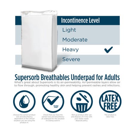 Disposable Underpad Attends® Supersorb Advanced Low Air Loss and Repositioning 23 X 36 Inch Dry-Lock® Core Heavy Absorbency