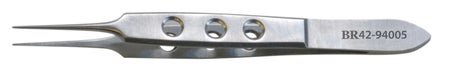 Iris Forceps BR Surgical Bishop-Harmon 3-1/2 Inch Length OR / Surgical Grade German Stainless Steel NonSterile NonLocking Thumb Handle Straight Fine, 1 X 2 Teeth