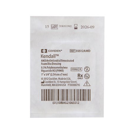PHMB Impregnated Foam Disc Kendall™ AMD Foam 1 Inch Diameter / 7 mm Hole Sterile