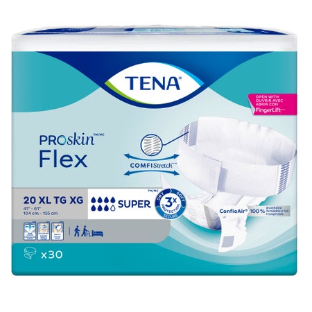 Incontinence Belted Undergarment TENA® ProSkin™ Flex Super Adult Size 20 Unisex Disposable Heavy Absorbency
