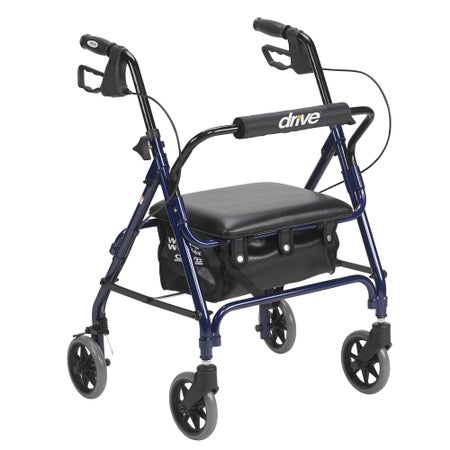 4 Wheel Rollator drive™ Blue Adjustable Height / Folding Aluminum Frame