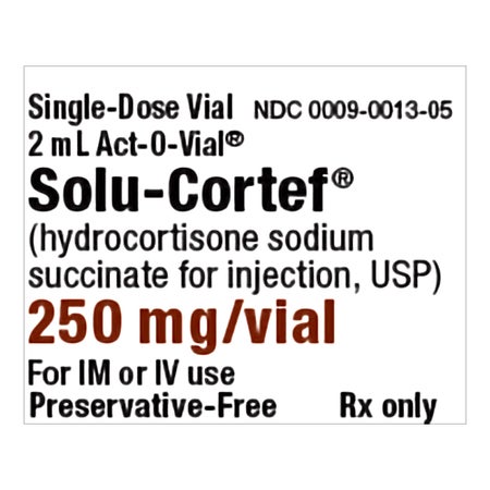 Act-O-Vial® Solu-Cortef® Hydrocortisone Sodium Succinate, Preservative Free 250 mg / 2 mL Injection 2 mL
