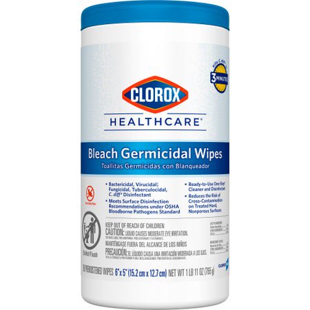 Surface Disinfectant Cleaner Clorox Healthcare® Premoistened Bleach Germicidal Manual Pull Wipe 150 Count Canister Floral Scent NonSterile