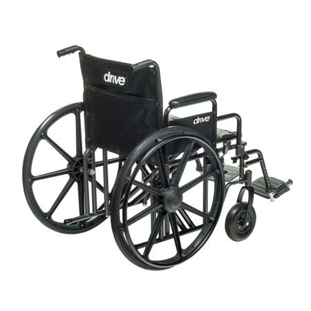 Bariatric Wheelchair drive™ Sentra EC Heavy Duty Dual Axle Desk Length Arm Swing-Away Footrest Black Upholstery 20 Inch Seat Width Adult 450 lbs. Weight Capacity