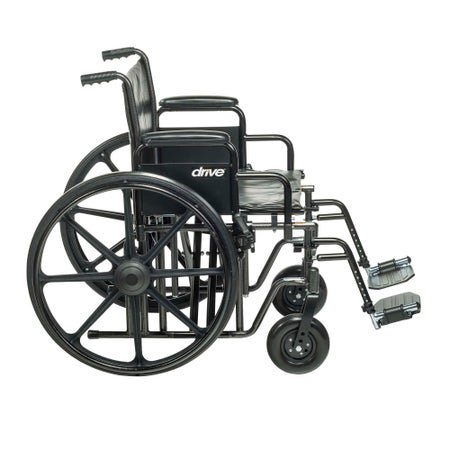 Bariatric Wheelchair drive™ Sentra EC Heavy Duty Dual Axle Desk Length Arm Swing-Away Footrest Black Upholstery 20 Inch Seat Width Adult 450 lbs. Weight Capacity