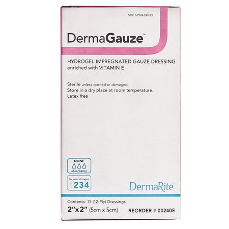 Hydrogel Wound Dressing DermaGauze® Impregnated 2 X 2 Inch Sterile