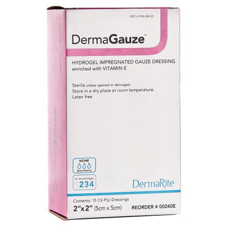 Hydrogel Wound Dressing DermaGauze® Impregnated 2 X 2 Inch Sterile