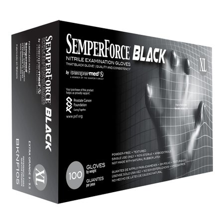 Exam Glove Semperforce™ Black X-Large NonSterile Nitrile Standard Cuff Length Textured Fingertips Black Fentanyl Tested
