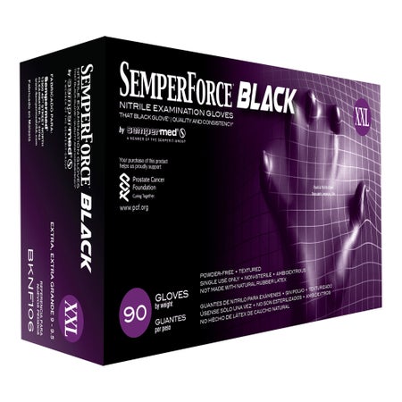 Exam Glove Semperforce™ Black 2X-Large NonSterile Nitrile Standard Cuff Length Textured Fingertips Black Fentanyl Tested