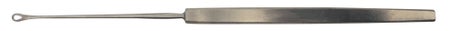 Ear Curette BR Surgical Shapleigh 6-1/4 Inch Length Flat Handle Small Tip Straight Serrated Fenestrated Oval Tip