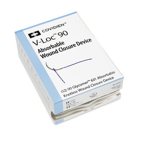 Absorbable Suture with Needle V-Loc™ 90 Polyester P-12 3/8 Circle Precision Reverse Cutting Needle Size 2-0 Barbed Monofilament