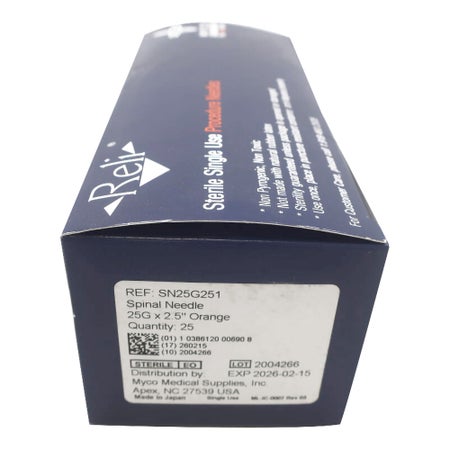 Spinal Needle Reli® Quincke Style 25 Gauge 2-1/2 Inch Length Sterile