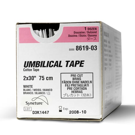 Umbilical Tape Medtronic MITG Tape White Cotton NonRadiopaque Sterile 1/16 X 30 Inch