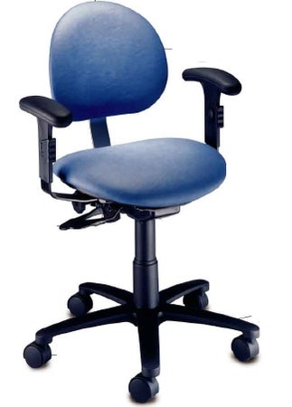 Exam Stool With Backrest Pneumatic Height Adjustment 5 Casters Slate Blue