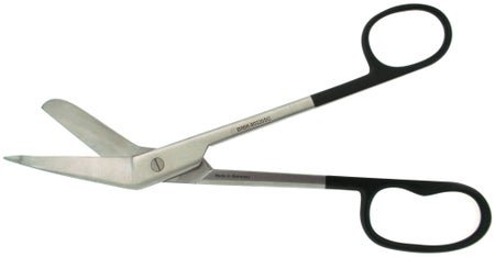Bandage Scissors BR Surgical SuperCut Lister 8 Inch Length OR / Surgical Grade German Stainless Steel NonSterile Finger Ring Handle Angled Blunt Tip / Blunt Tip