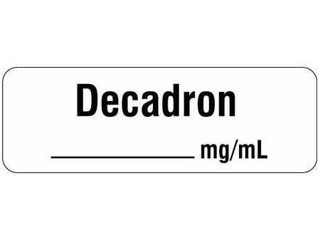 Drug Label Shamrock Syringe Label Decadron____mg/mL White 1/2 X 1 Inch