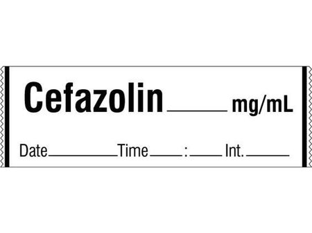 Drug Label Shamrock Syringe Label CEFAZOLIN _____ mg / mL / Date _____ Time _____ Int. _____ White 1/2 X 1 Inch
