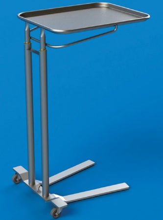 Mayo Instrument Stand Foot Operated Double Post U-Shaped Base Large Tray