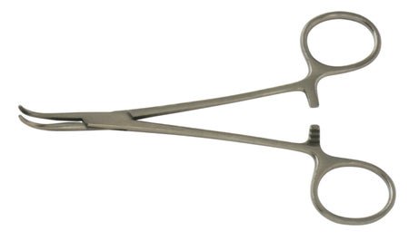Hemostatic Forceps BR Surgical Baby Mixter 7 Inch Length OR / Surgical Grade German Stainless Steel NonSterile Locking Finger Ring Handle Curved Serrated Tips