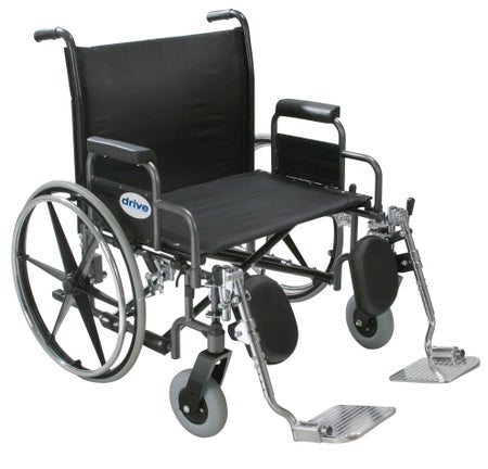 Bariatric Wheelchair drive™ Sentra Heavy Duty Dual Axle Desk Length Arm Elevating Legrest Black Upholstery 22 Inch Seat Width Adult 500 lbs. Weight Capacity