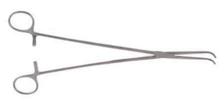 Artery Forceps V. Mueller® Gemini 11-1/8 Inch Length OR / Surgical Grade German Stainless Steel NonSterile Locking Finger Ring Handle J-Curve Fine, Serrated Tips