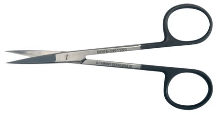 Iris Scissors BR Surgical SuperCut 4-1/2 Inch Length OR / Surgical Grade German Stainless Steel NonSterile Finger Ring Handle Straight Sharp Tip / Sharp Tip