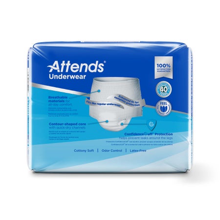 Absorbent Underwear Attends® Pull On with Tear Away Seams Adult Large Unisex Disposable Heavy Absorbency