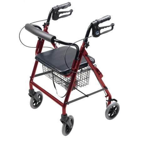 4 Wheel Rollator Lumex® Walkabout Hemi Burgundy Adjustable Height / Folding Aluminum Frame