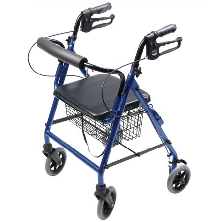 4 Wheel Rollator Lumex® Walkabout Hemi Royal Blue Adjustable Height / Folding Aluminum Frame