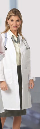 Lab Coat White Size 10 Knee Length 65% Polyester / 35% Cotton Reusable