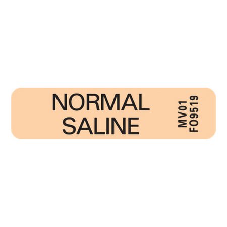 Drug Label MedVision® IV Bag Label Normal Saline Orange 5/16 X 1-1/4 Inch