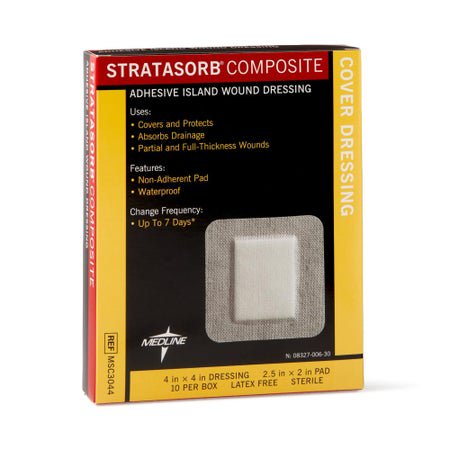 Composite Dressing Stratasorb® 4 X 4 Inch Rectangle Sterile Waterproof Film Backing