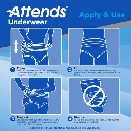 Absorbent Underwear Attends® Pull On with Tear Away Seams Adult Large Unisex Disposable Heavy Absorbency