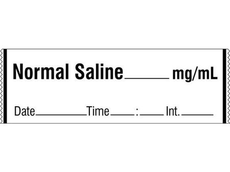 Drug Label Shamrock IV Bag Label NORMAL SALINE _____ mg / mL / Date _____ Time _____ Int. _____ White 1/2 X 1 Inch