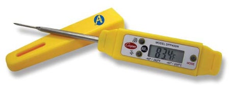 Digital Laboratory Thermometer Cooper Atkins® Fahrenheit / Celsius -40° to +392°F (-40° to +200°C) Stainless Steel Probe Handheld Battery Operated