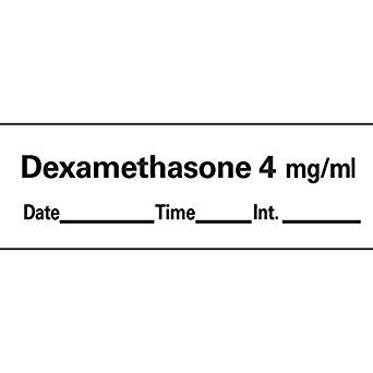 Drug Label Anesthesia Label Tape Dexamethason4 mg/mL Date_Time_Int White 1/2 X 1-1/2 Inch