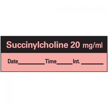 Drug Label PDC® Anesthesia Label SUCCINYLCHOLINE 20 mg / mL / Date _____ Time _____ Int. _____ Fluorescent Red 1/2 X 1-1/2 Inch