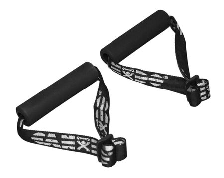 Resistance Band Handle Cando® 1 Pair, Standard Size, Foam, Black, Heavy Duty Webbing