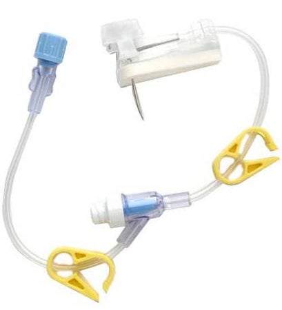Huber Infusion Set Gripper Plus™ 22 Gauge 3/4 Inch 8 Inch Tubing Luer Lock Needleless Port
