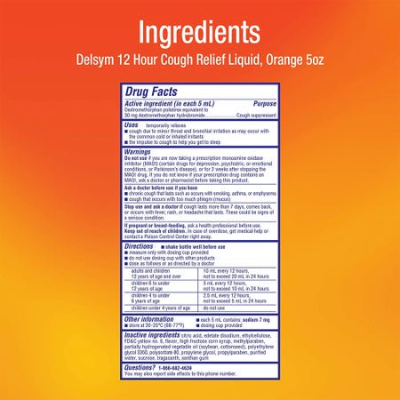 Cold and Cough Relief Delsym® 30 mg / 5 mL Strength Liquid 5 oz.