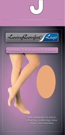 Compression Stocking Loving Comfort® Thigh High Large Beige Closed Toe