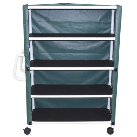Linen Cart with Cover 4 Shelves 175 lbs. per Shelf Weight Capacity PVC 4 Inch Twin Casters