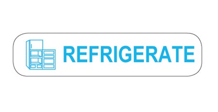 Pre-Printed Label Indeed Auxiliary Label White Paper REFRIGERATE Blue Temperature Control 3/8 X 1-5/8 Inch