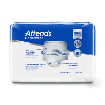 Absorbent Underwear Attends® Care Pull On with Tear Away Seams Adult Medium Unisex Disposable Heavy Absorbency
